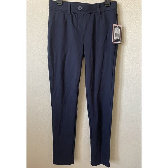 Lot Of 2 Chaps Navy Blue Uniform Elastic Waist Ponte Knit Jeggings Pants Size 12 - Picture 6 of 15
